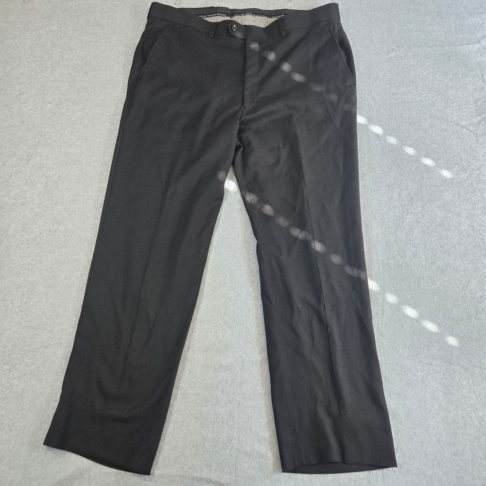 Well Hung Mens Black Dress Pants Flat Front Rayon Blend Trousers 38W R